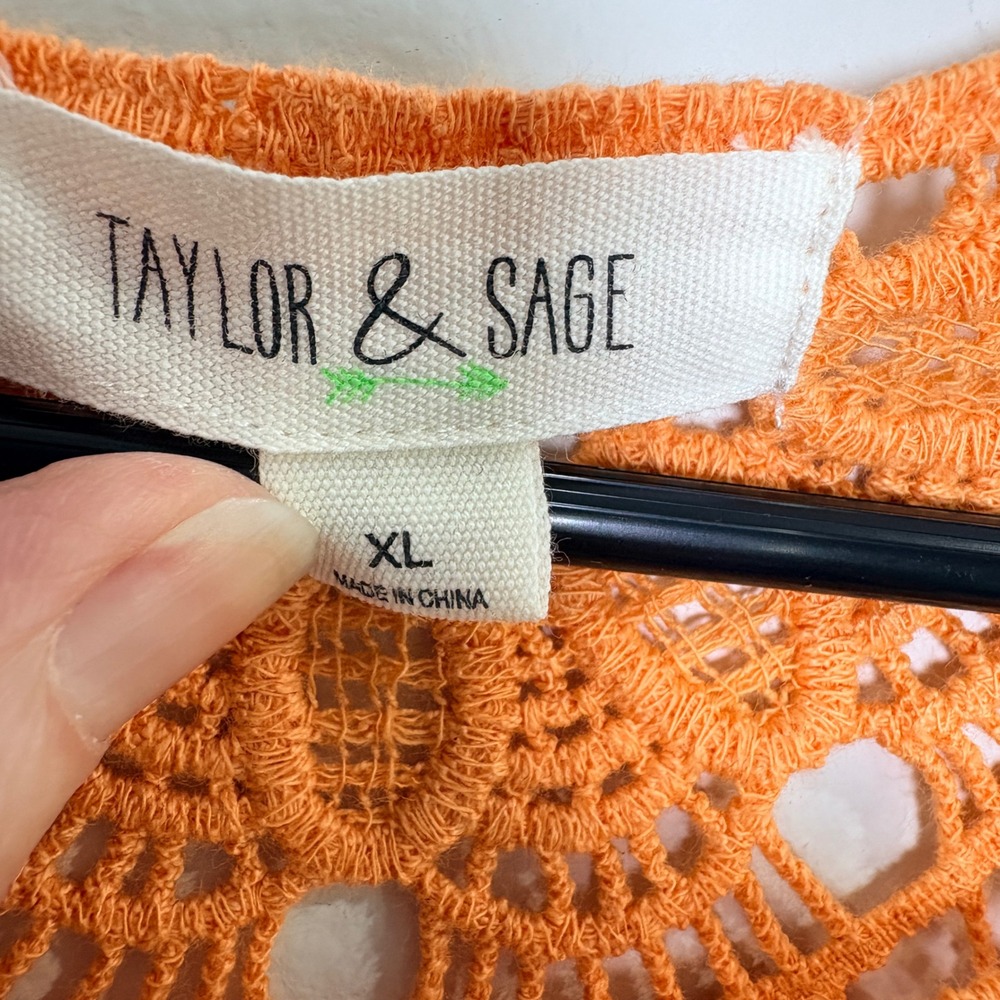 Boho Crochet Lace Tank Festival Summer Top Orange XL - Picture 3 of 3